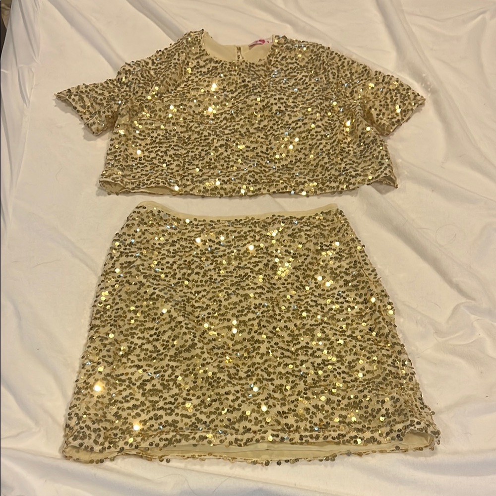 Buddy Love Gold Sequin T-Shirt Crop Top
